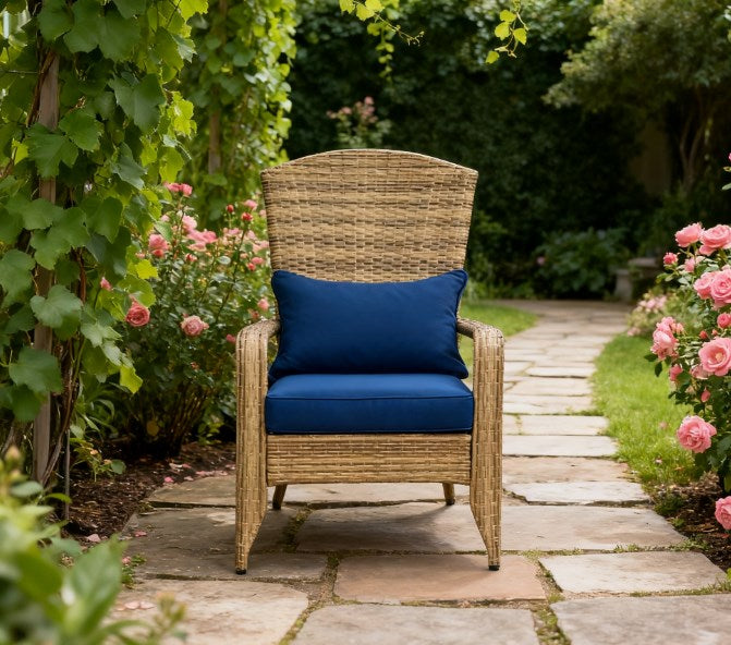 Soft Cushions Chair,Patio Chair with Rattan Wicker, Tall Curved Backrest for Indoor, Outdoor