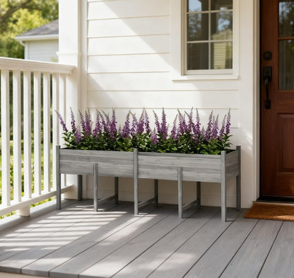 Large Elevated Planter Box,Wooden Raised Garden Bed with Legs,Bed Liner and Drain Holes