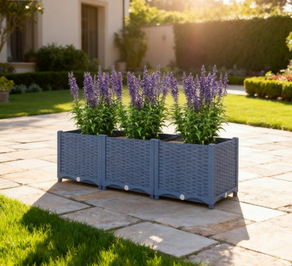 Outdoor Flower Box with Drainage Holes,Plastic Raised Garden Bed
