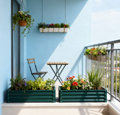 Metal Planter Box,Galvanized Raised Garden Bed,for Growing Vegetables,Flowers,Herbs,Succulents