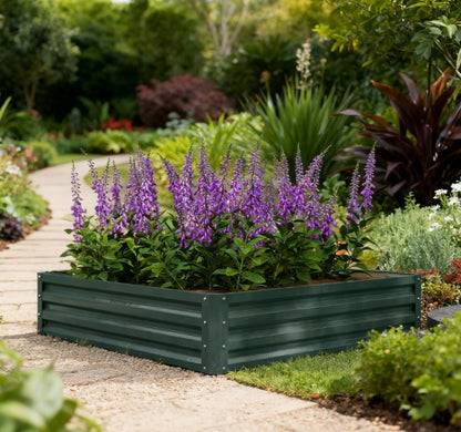 Easy to Assemble Metal Planter Box,Galvanized Raised Garden Bed,for Growing Vegetables, Flowers, Herbs, Succulents