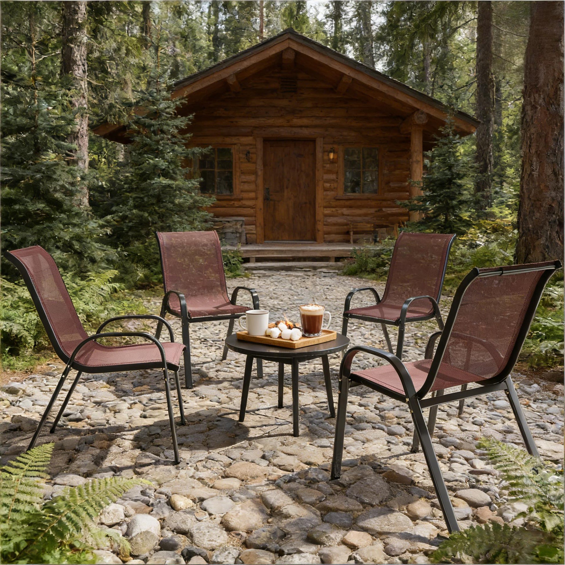 Outdoor Mesh Chairs Set of 4,Stackable Chairs