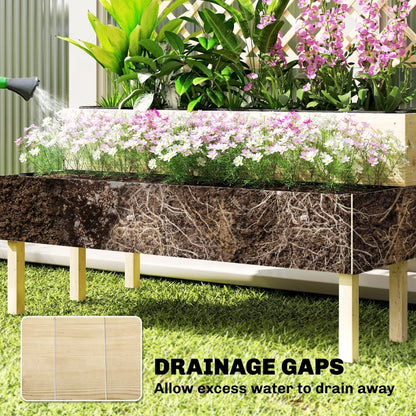 Patio Elevated Planter Box, Trellis Planter Box - Natural Wood