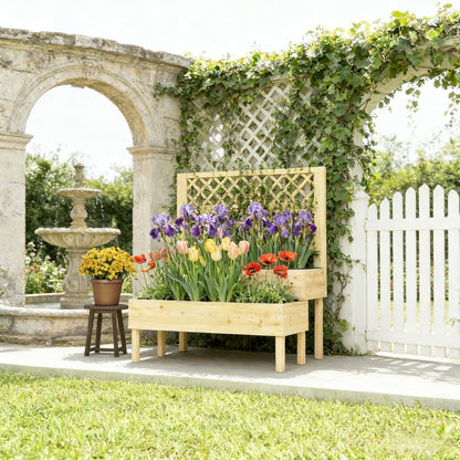 Patio Elevated Planter Box,Trellis Planter Box,Outdoor Raised Garden Bed