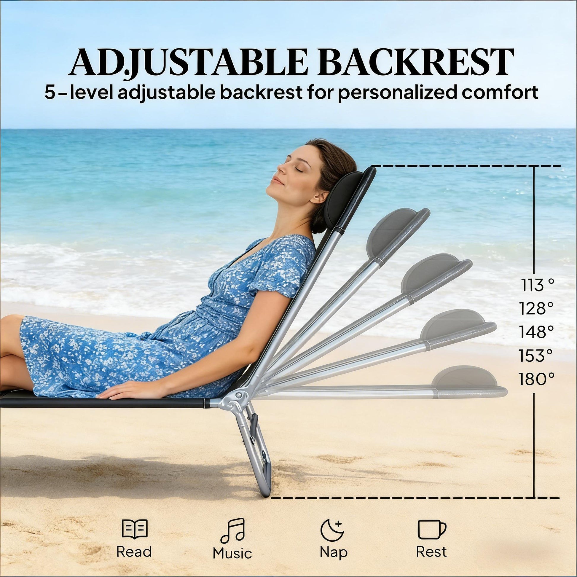 Black Mesh Steel Poolside Lounge Chairs Set of 2 for Outdoor Relaxation