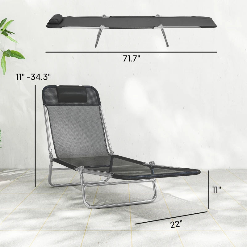 Black Mesh Steel Poolside Lounge Chairs Set of 2 for Outdoor Relaxation