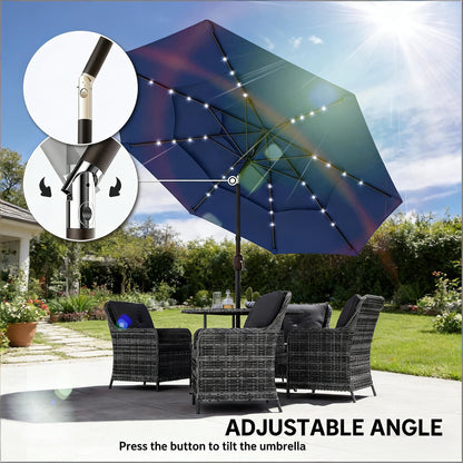 Navy Blue Solar Patio Umbrella for Poolside Dining and Garden Shade