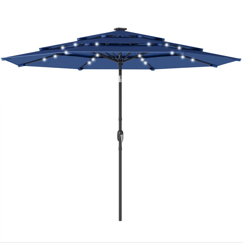 Navy Blue Solar Patio Umbrella for Poolside Dining and Garden Shade