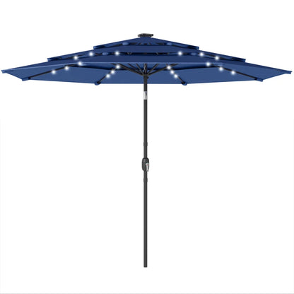 Navy Blue Solar Patio Umbrella for Poolside Dining and Garden Shade