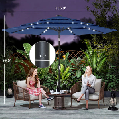Navy Blue Solar Patio Umbrella for Poolside Dining and Garden Shade