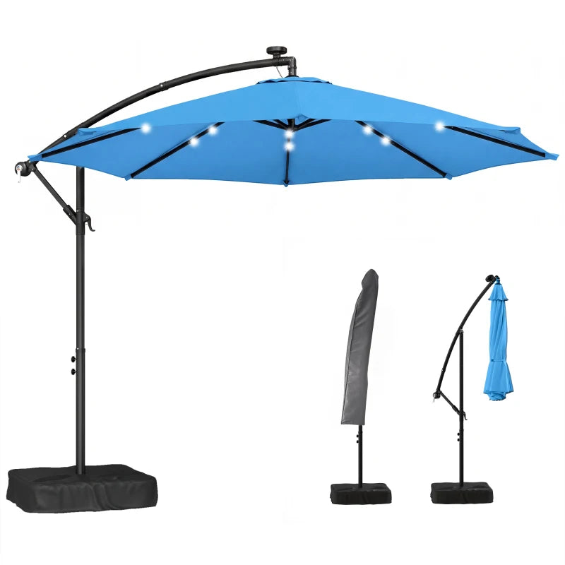 Lake Blue Cantilever Patio Umbrella - Solar Powered Shade