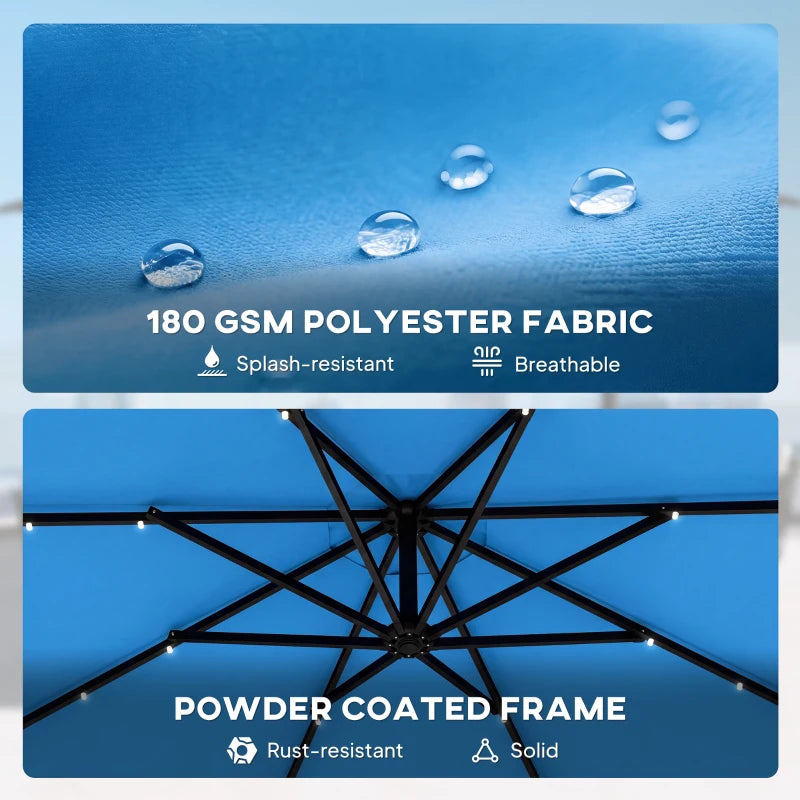 Lake Blue Cantilever Patio Umbrella - Solar Powered Shade
