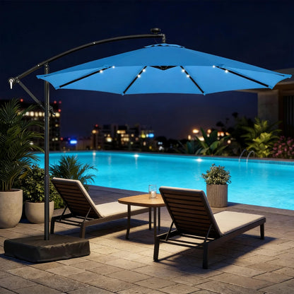 Lake Blue Cantilever Patio Umbrella - Solar Powered Shade