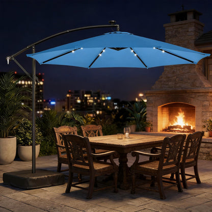Lake Blue Cantilever Patio Umbrella - Solar Powered Shade