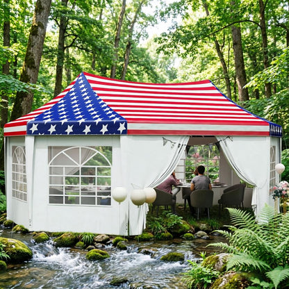 Wedding tent  Heavy Duty Party Tent,22.3 x 16.4 ft  Canopy Tent with 2 Doors and 6 Windows, American Flag FOR