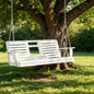 440lbs Weight Capacity 3-Seater Wooden Porch Swing, Patio Swing Bench with Folding Coffee Table, Cup Holders and Chains Included,