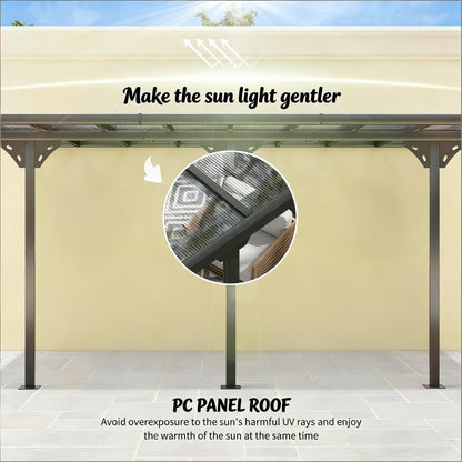 Gray Aluminum Deck Pergola - Wall Mounted Outdoor Awning