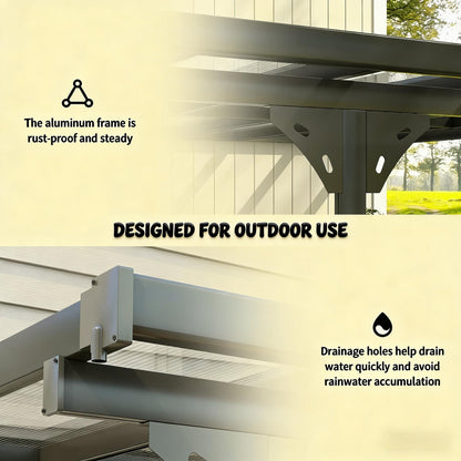 Gray Aluminum Deck Pergola - Wall Mounted Outdoor Awning