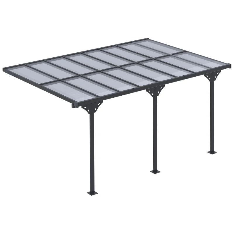 Gray Aluminum Deck Pergola - Wall Mounted Outdoor Awning