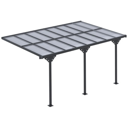 Gray Aluminum Deck Pergola - Wall Mounted Outdoor Awning