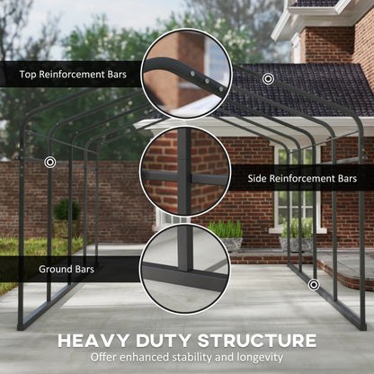 Dark Gray Metal Carport - Weather Resistant Outdoor Garage