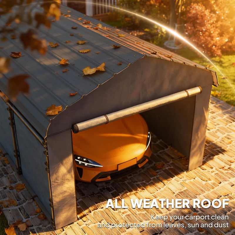 Dark Gray Metal Carport - Weather Resistant Outdoor Garage