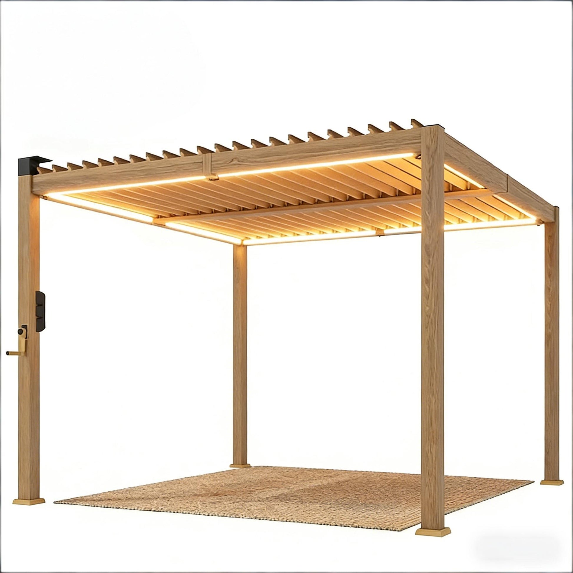 Brown Metal Louvered Pergola - 118" Patio Cover