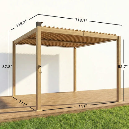 Brown Metal Louvered Pergola - 118" Patio Cover