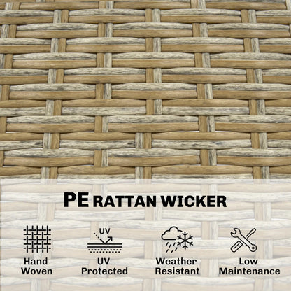 Beige Brown Acacia Wood Patio Bar Set Outdoor High Top Table and Chairs