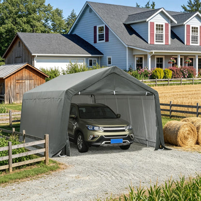 Heavy Duty Storage Tent, Carport Portable Garage 12' x 20' , Patio Storage Shelter w/ Anti-UV PE Cover and Double Zipper Doors