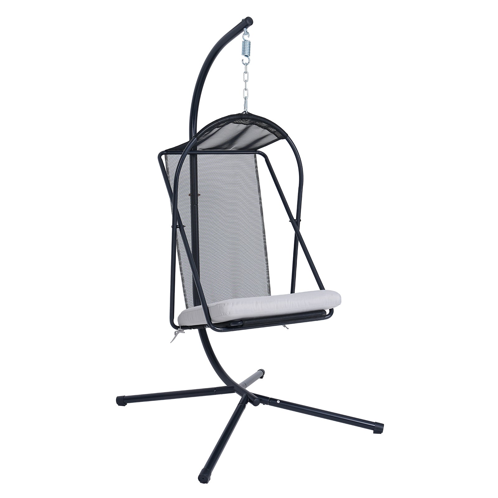Hanging Egg Chair wth Stand Patio Hammock Swing Chair with Water&UV Resistant Cushion for Bedroom Balcony Garden Indoor Outdoor, White Gray