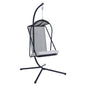 Hanging Egg Chair wth Stand Patio Hammock Swing Chair with Water&UV Resistant Cushion for Bedroom Balcony Garden Indoor Outdoor, White Gray