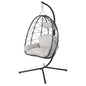Hanging Egg Chair with Stand Indoor Outdoor PE Wicker Swing Hammock Chair with Washable Cushion for Patio Bedroom Balcony Garden