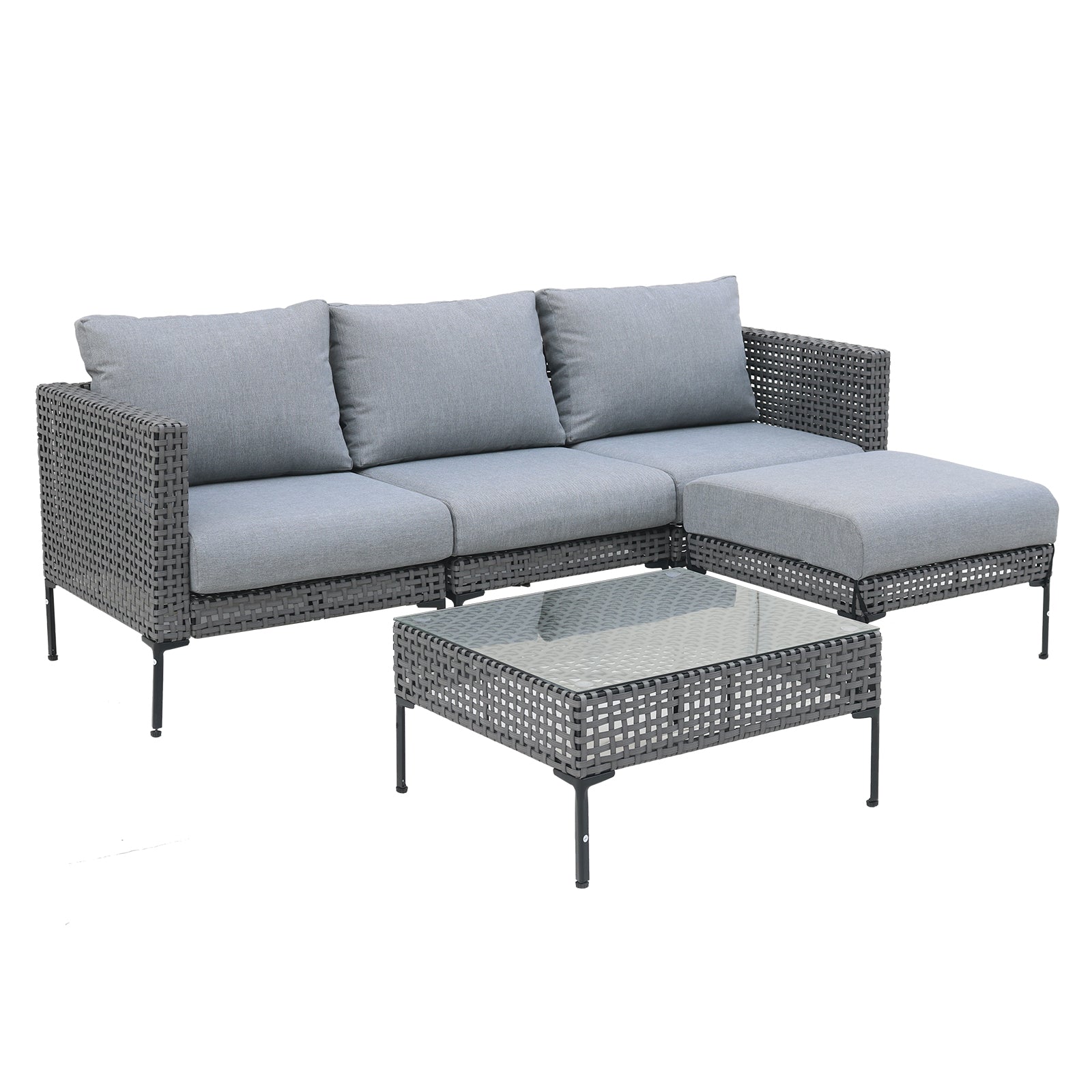 Gray L-Shaped Patio Furniture Set - Corner Sofa for Backyard for Outdoor