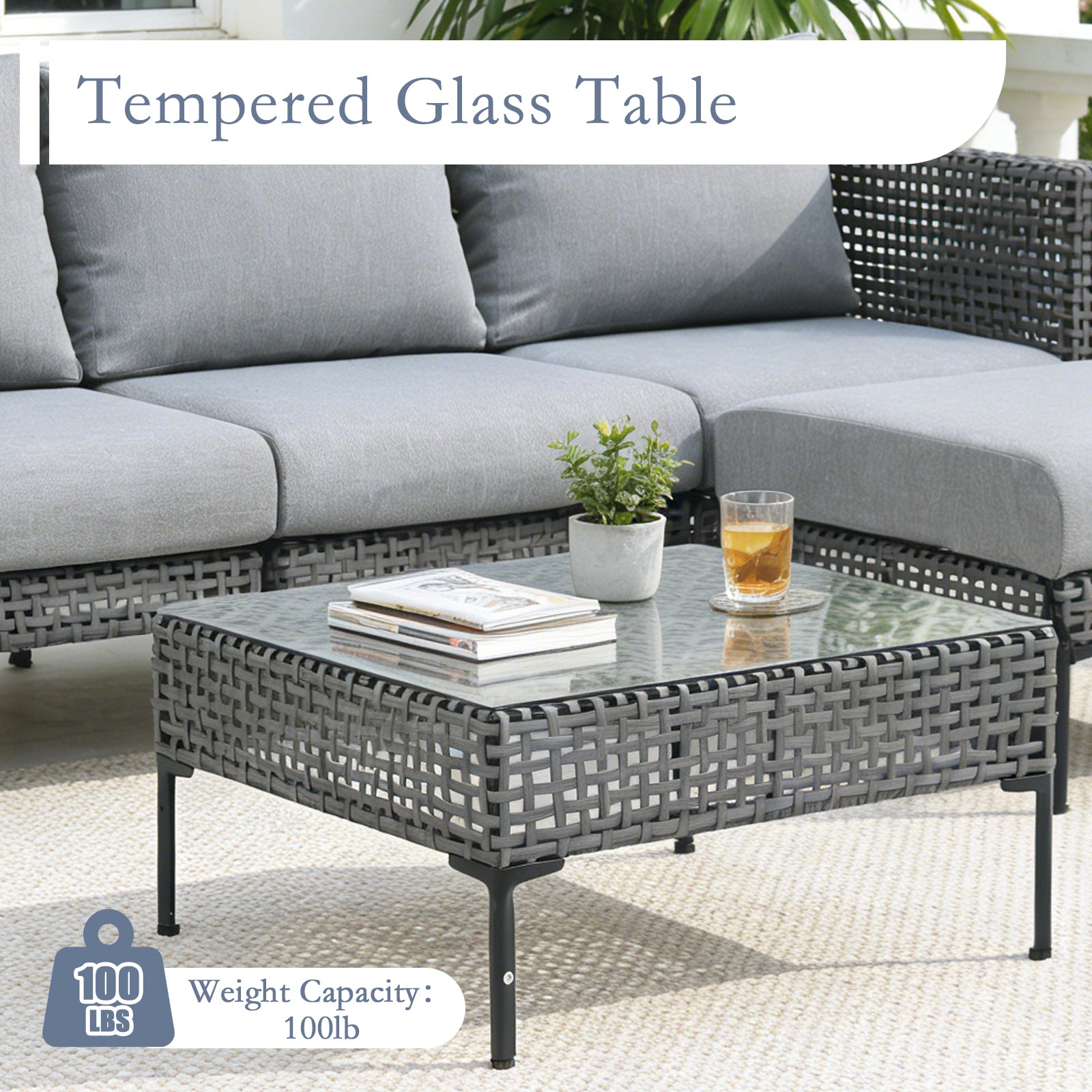 Gray L-Shaped Patio Furniture Set - Corner Sofa for Backyard for Outdoor