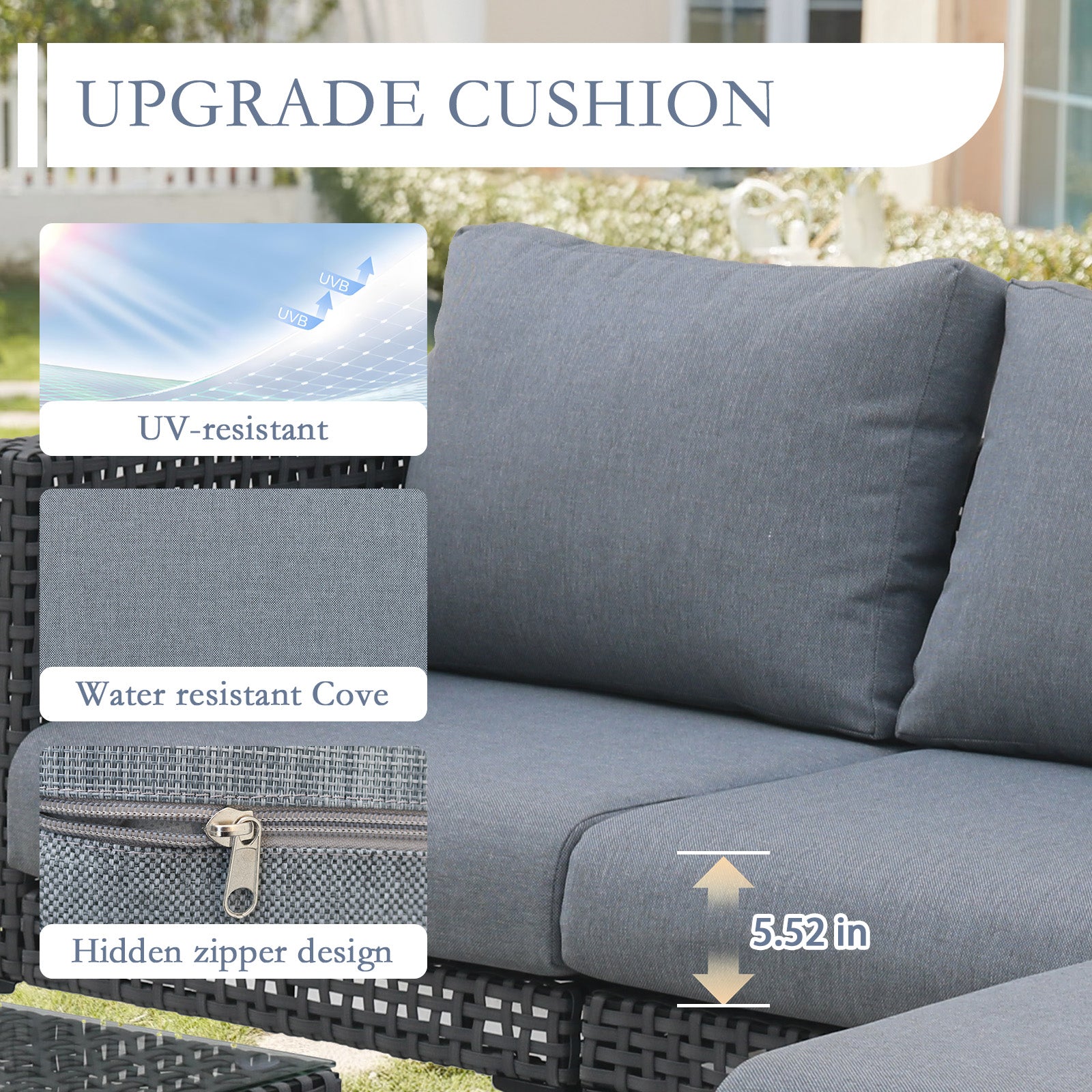Gray L-Shaped Patio Furniture Set - Corner Sofa for Backyard for Outdoor