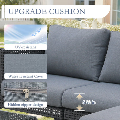Gray L-Shaped Patio Furniture Set - Corner Sofa for Backyard for Outdoor