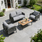 4-Piece Outdoor Patio Furniture Set, Hand-Woven Wicker Conversation Set with Olefin Cushions & WPC Coffee Table, 330 lbs Capacity for Backyard, Balcony, Garden