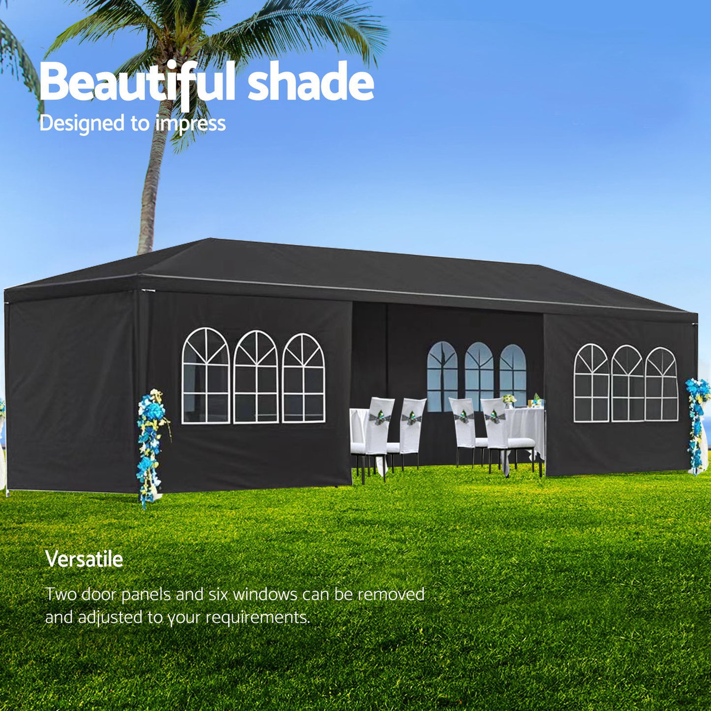 10x30' Wedding Party Canopy Tent - Black Metal Outdoor Gazebo