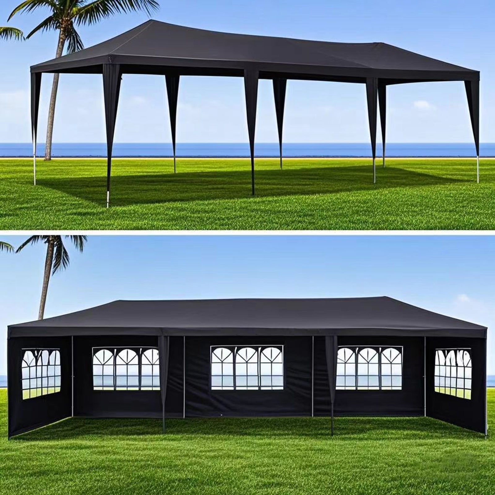 10x30' Wedding Party Canopy Tent - Black Metal Outdoor Gazebo