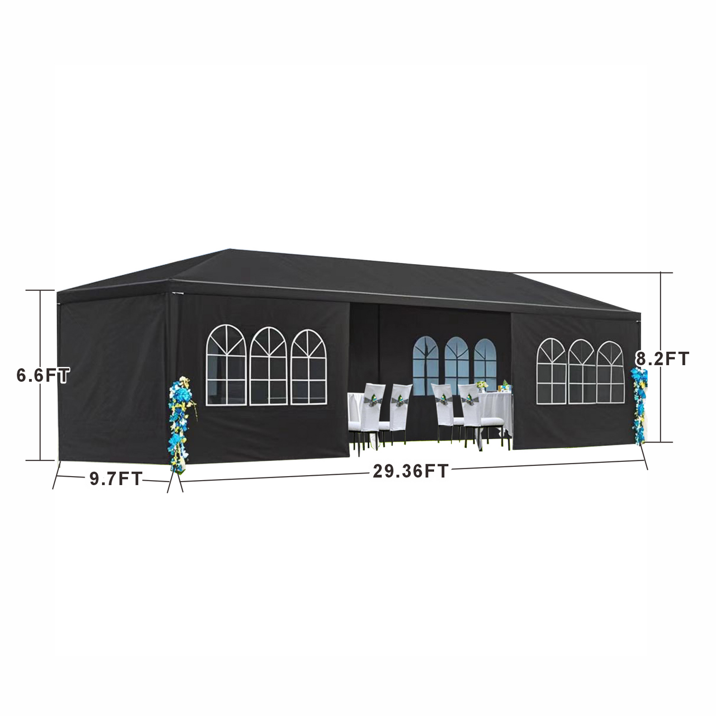10x30' Wedding Party Canopy Tent - Black Metal Outdoor Gazebo