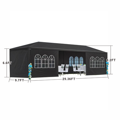 10x30' Wedding Party Canopy Tent - Black Metal Outdoor Gazebo