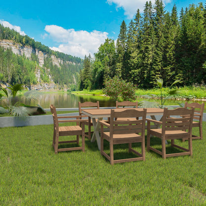 Light Teak Patio Dining Chairs - 2-Piece Set, HIPS Weather Resistant