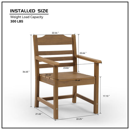Light Teak Patio Dining Chairs - 2-Piece Set, HIPS Weather Resistant
