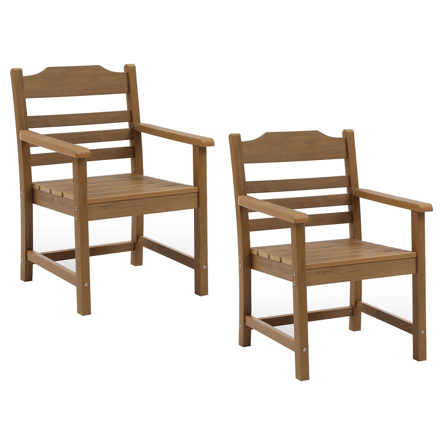 Light Teak Patio Dining Chairs - 2-Piece Set, HIPS Weather Resistant