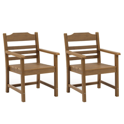 Light Teak Patio Dining Chairs - 2-Piece Set, HIPS Weather Resistant