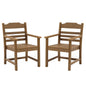 Patio Dining Chair with Armset Set of 2,  HIPS Materialwith Imitation Wood Grain Wexture chair for Deck Pool Backyard, Teak