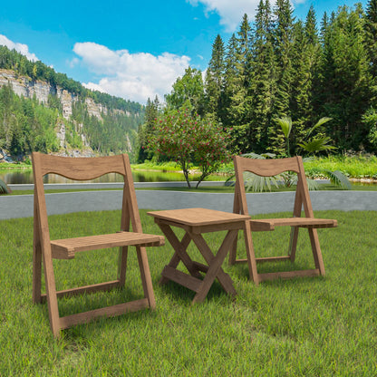 Teak HDPE Adirondack Chair Set for Poolside or Garden