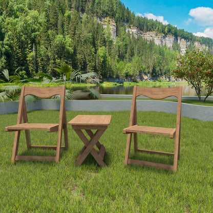Teak HDPE Adirondack Chair Set for Poolside or Garden