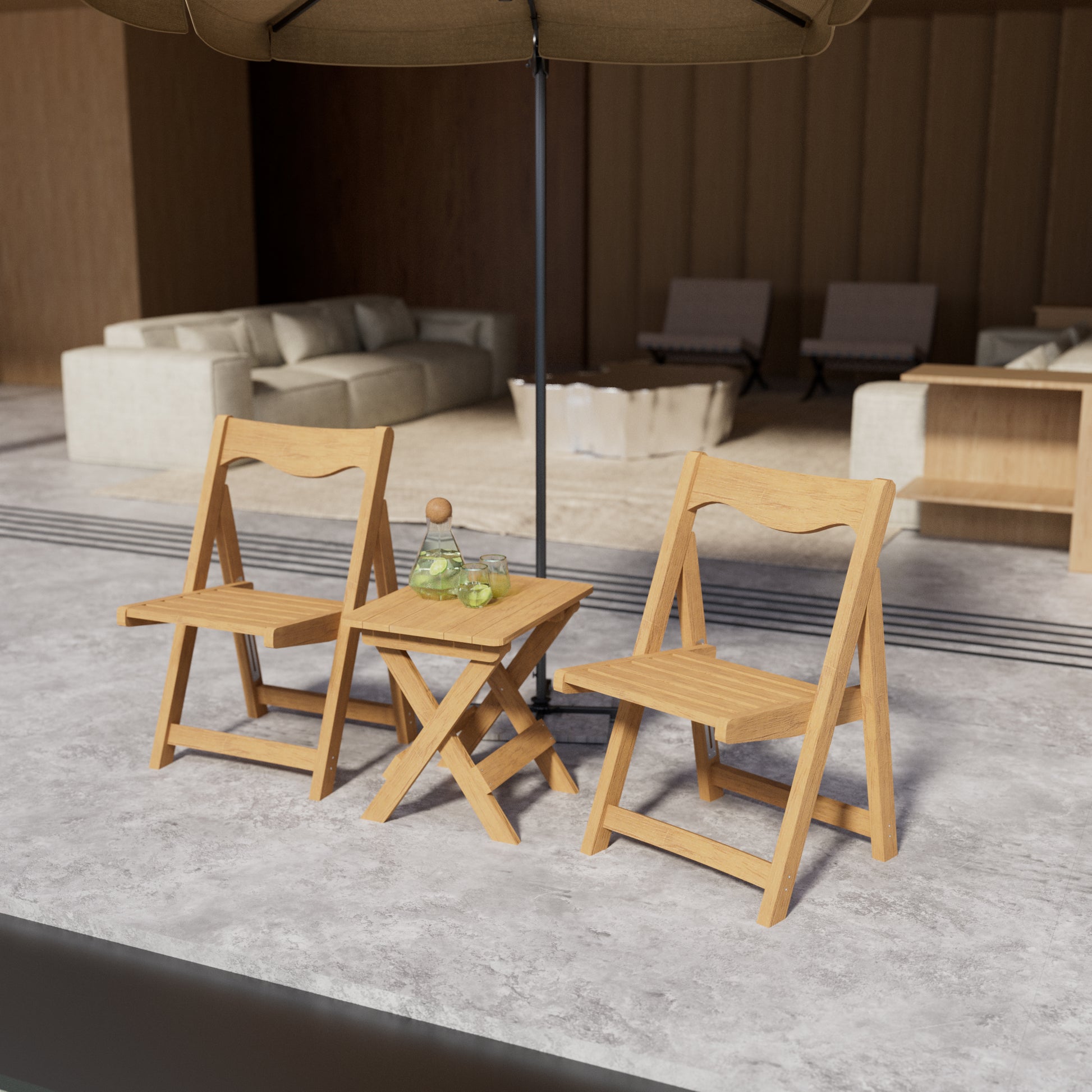 Teak HDPE Adirondack Chair Set for Poolside or Garden